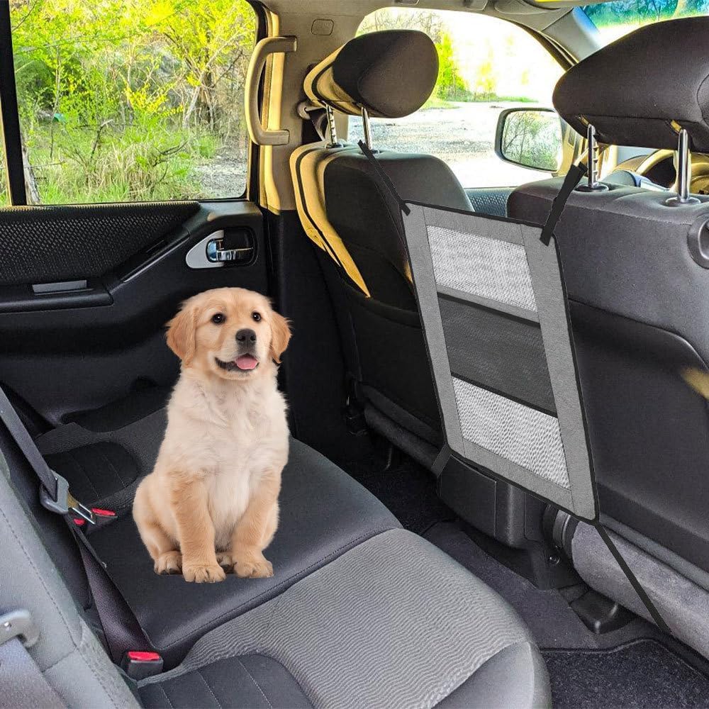 DONGKER Hundegitter Auto, Trennnetz Hund mit Aufbewahrungstasche, 57x45 cm, Universal Sicherheitsbar