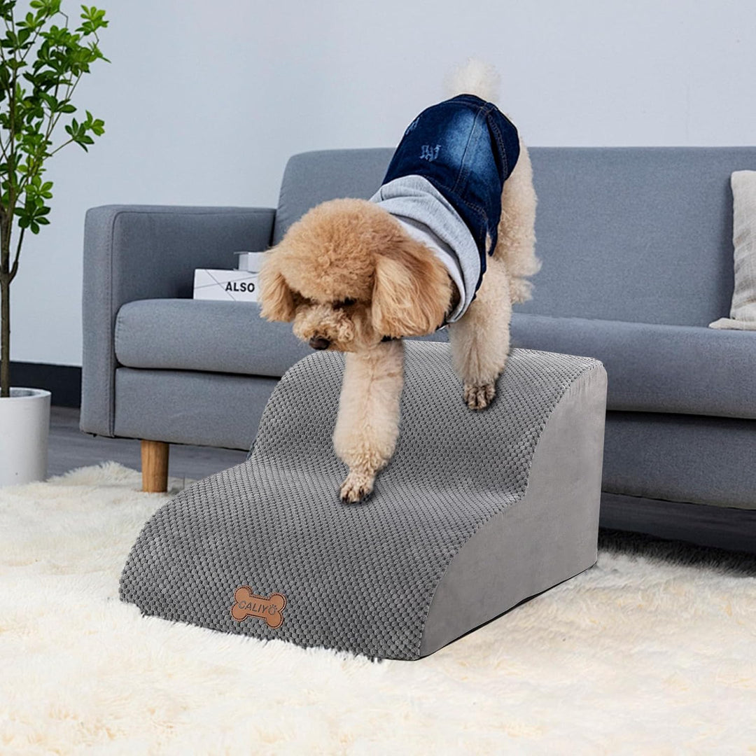 CALIYO Hundetreppe 2 Stufen，Hundetreppe für Kleine Hunde,Treppe für Hunde aus Hochdichtem Schwamm,Ha