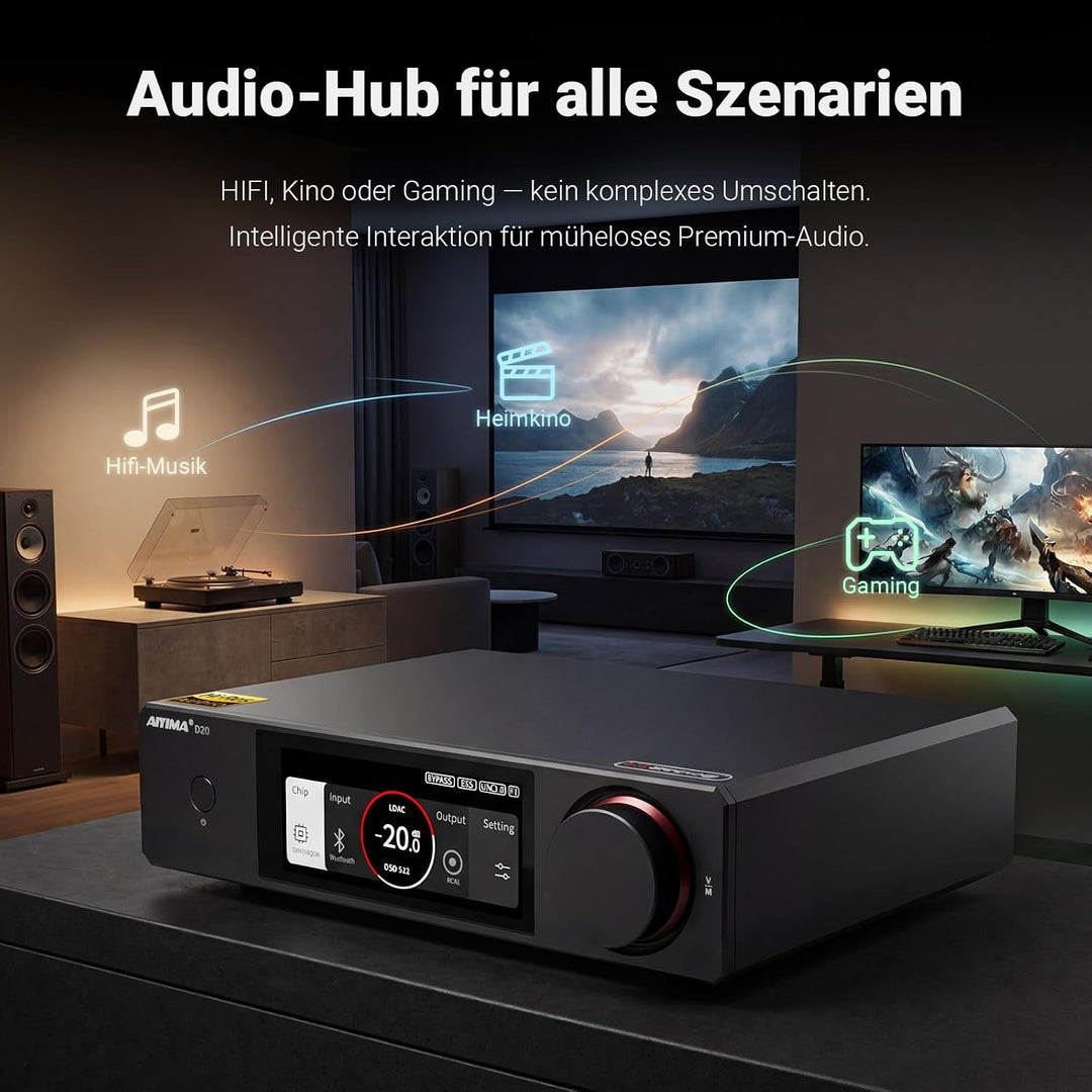 AIYIMA D20 Vollsymmetrischer Hifi-DAC mit zwei DAC-Chips ES9039Q2M AK4493S | XMOS XU316 Desktop-DAC,