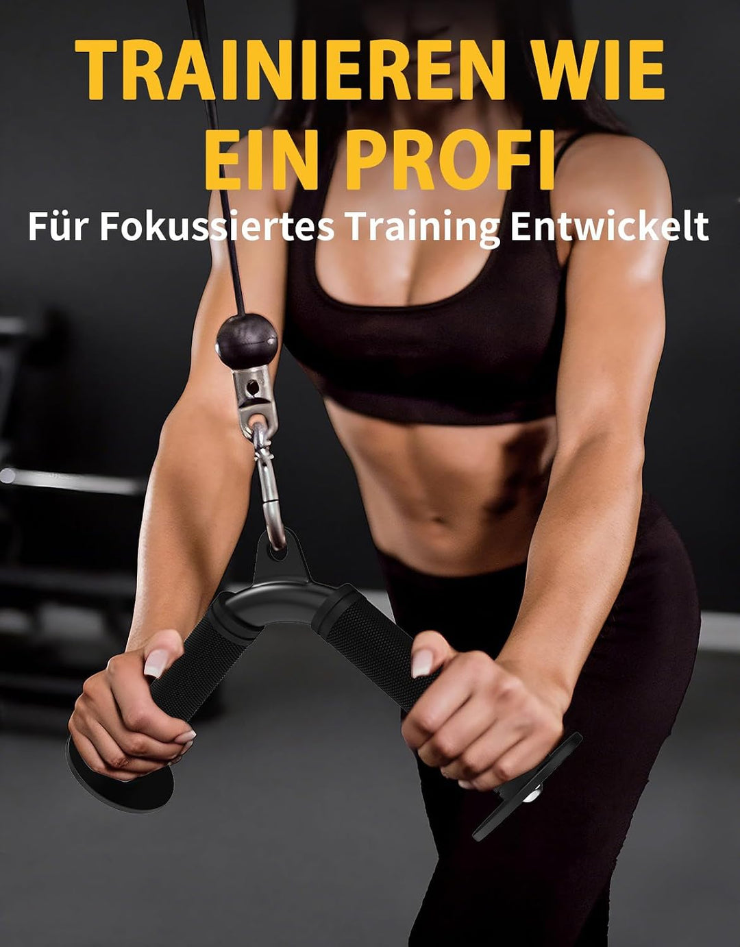 Trizeps V-Griff Kabelzug Aufsatz, Rutschfester Gummigriff Trizepsstange für Fitnessstudio Kabelmasch