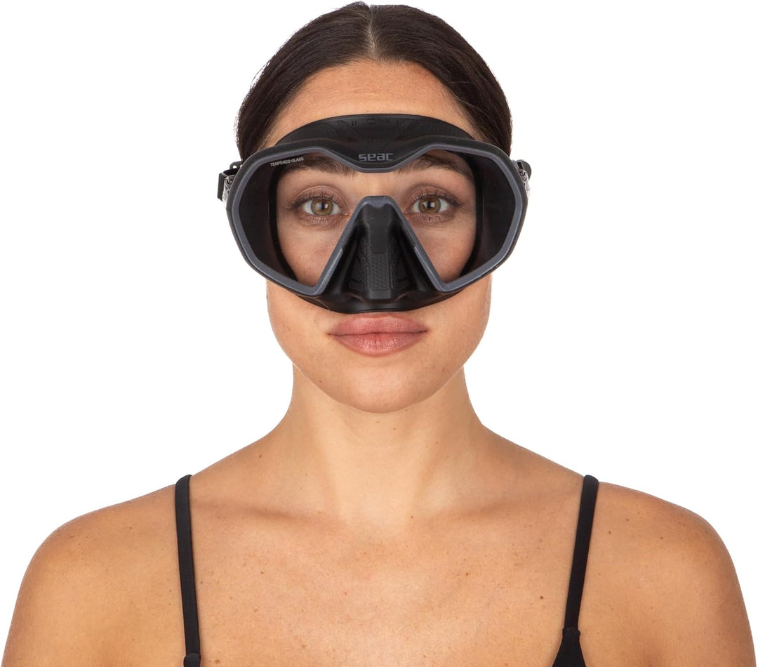 Seac Icona, rahmenlose Einglas-Tauchmaske, 100% Made in Italy schwarz/anthrazit, schwarz/anthrazit