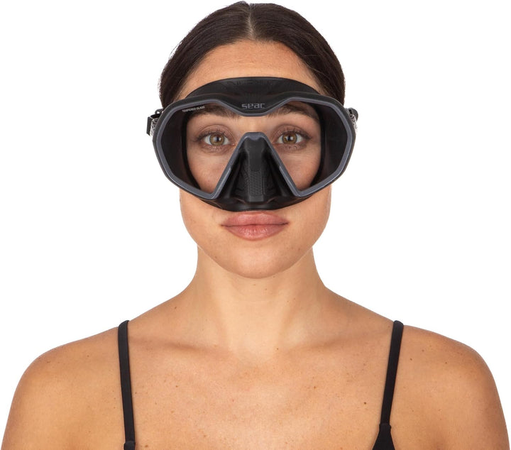 Seac Icona, rahmenlose Einglas-Tauchmaske, 100% Made in Italy schwarz/anthrazit, schwarz/anthrazit