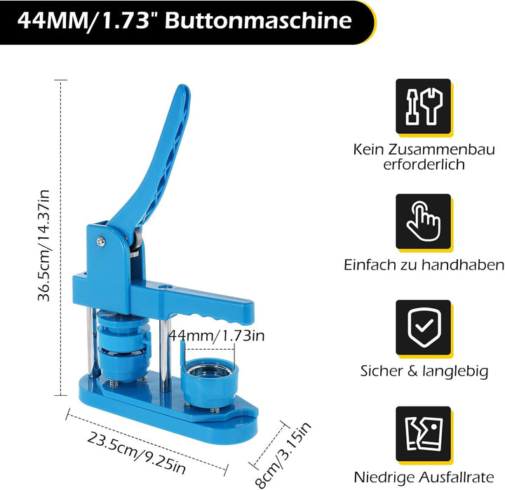 Dyna-Living Buttonmaschine Abzeichen Button Maker DIY Badge Press Machine mit 200 Zubehörteilen &amp; Kr