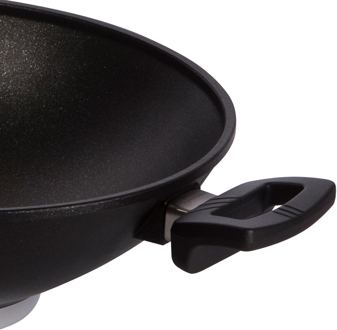Eurolux Wok Induktion Set mit Glas-Deckel Ø 32 cm - grosse induktionsgeeignete Guss-Wokpfanne mit Ce