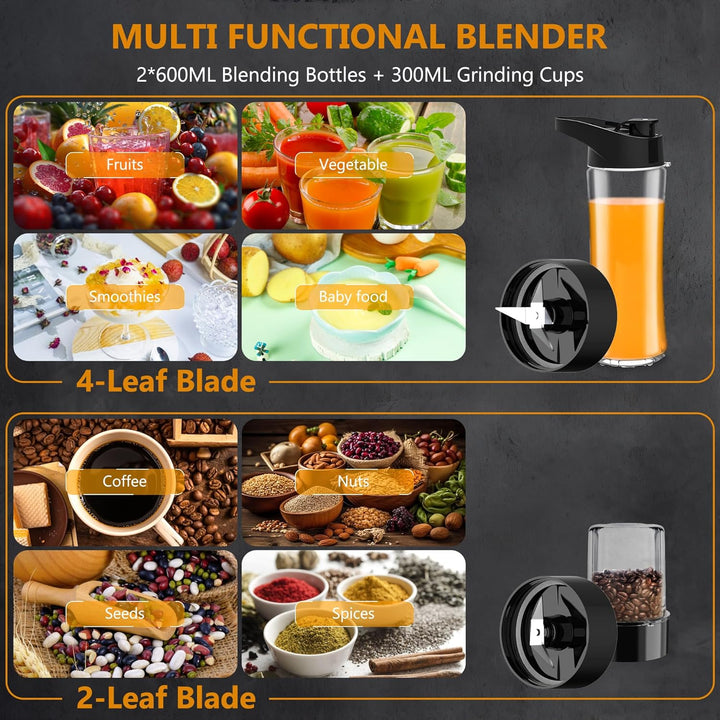 KITCANIS 3-in-1 Mixer Smoothie Maker, 800W Mini Standmixer Blender elektrisch, 3 einstellbare Geschw