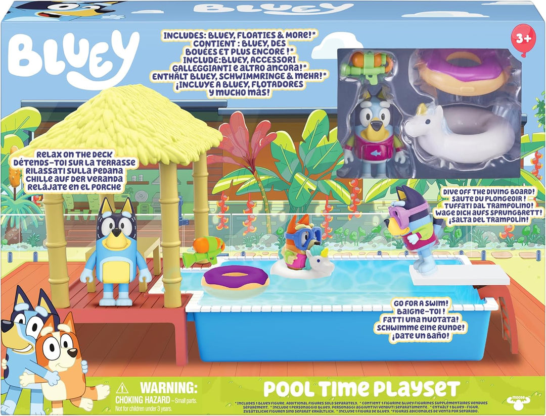 moose toys Blueys Pool-Spielset mit Figur (6,3–7,6 cm) und Zubehör Einzelbett, Einzelbett