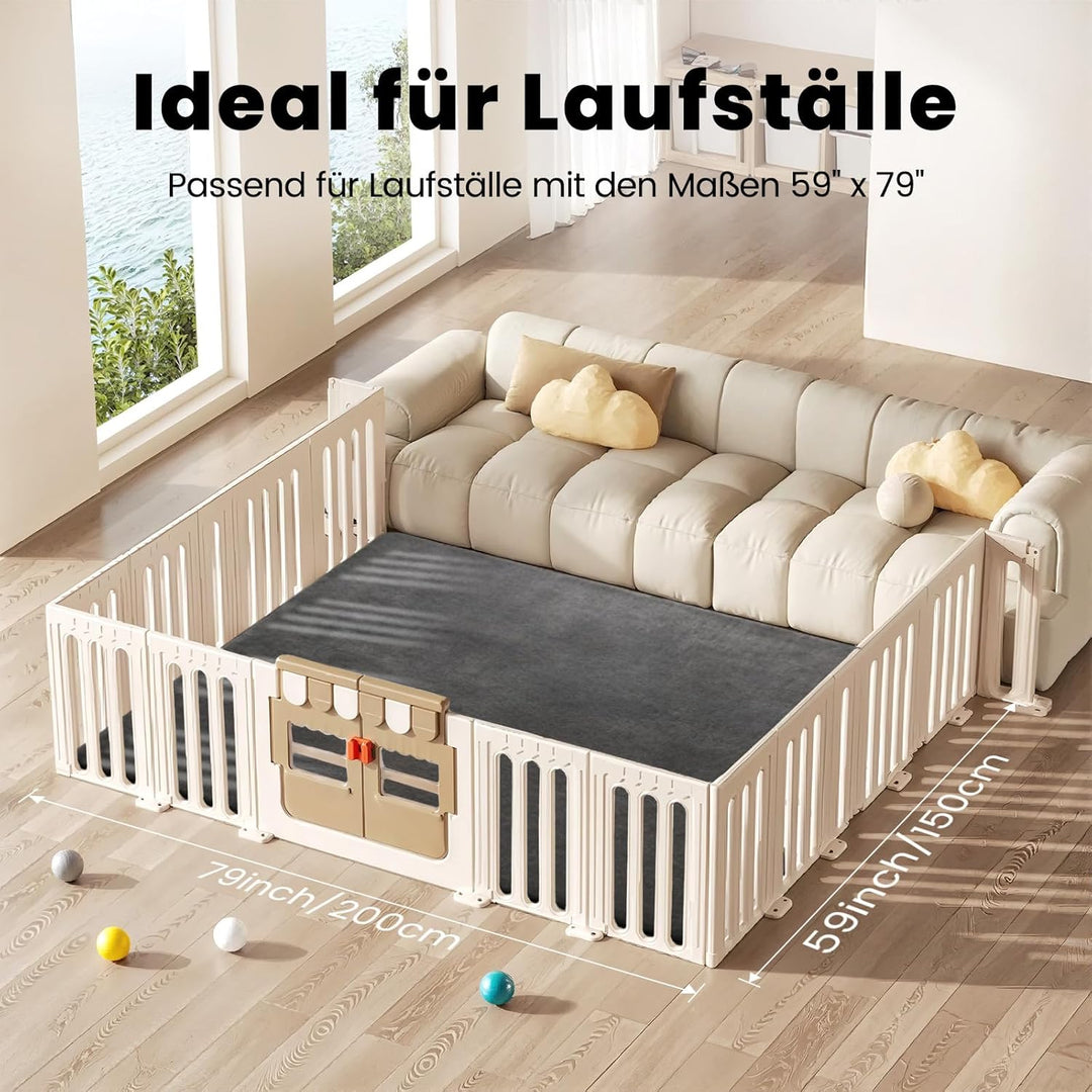 Tuocal Krabbelmatte Baby 150×200cm, 3cm Dicke Schaumstoff Spielmatte, Ultraweiche Stütze Plüschiges