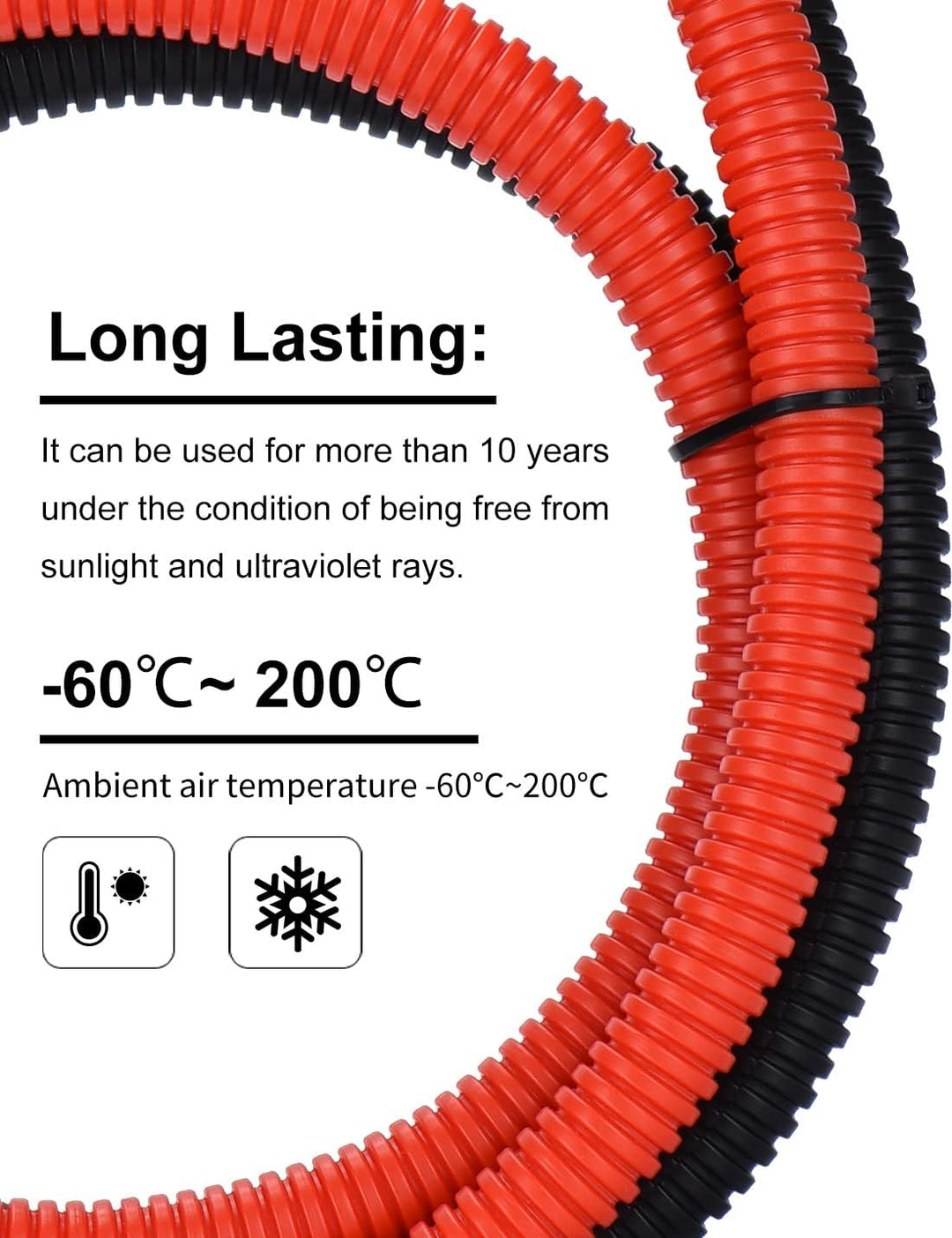 DIHOOL batteriekabel 50mm2 m8 100cm 0 AWG Silikonkabel Wellrohr Kabelrohr Weich und Flexibel Hitzebe