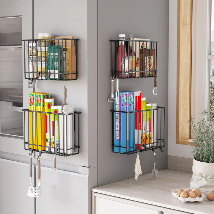 Küchenschranktür-Aufbewahrungsbox, 4 Stück Selbstklebender/magnetischer Organizer für Küchenschränke