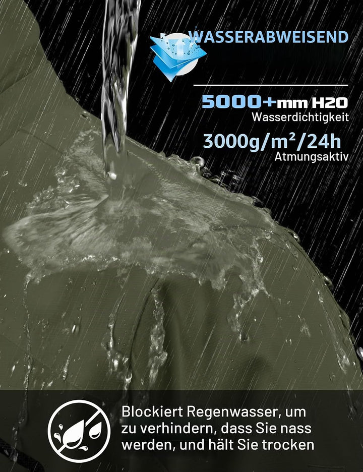 TACVASEN Herren Outdoorjacke Leicht Wasserabweisend Wanderjacke Übergangsjacke Funktionsjacke mit Ab