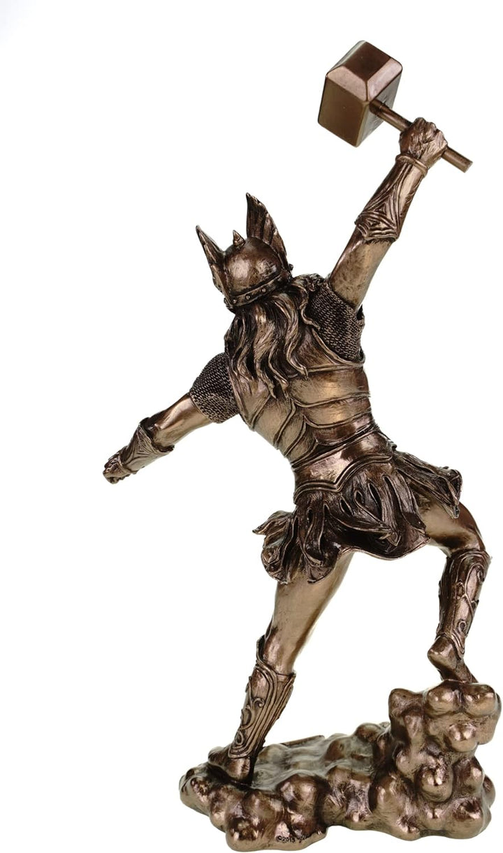 Nordischer Donnergott Thor in Rüstung Gott Figur bronziert Odin Skulptur by Veronese