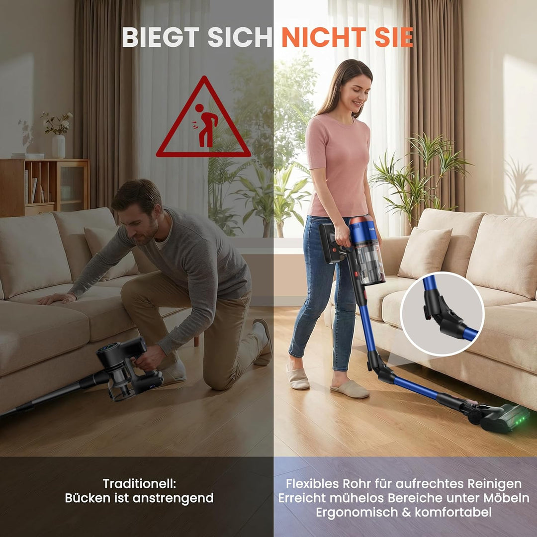 V15 Ultra Akku Staubsauger 58000Pa/600W/75Min, Staubsauger Kabellos mit Dual-Staubbehälter 1,8L, Ant