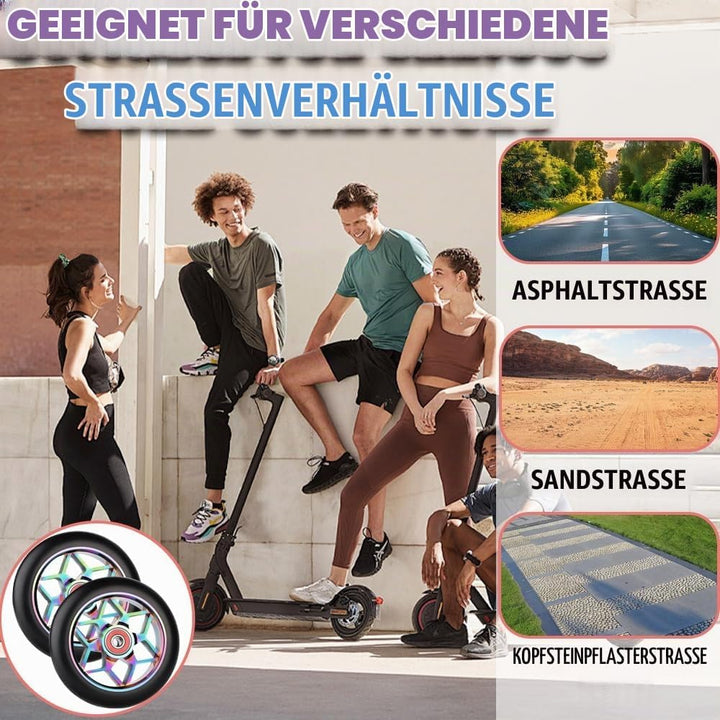 Stunt Scooter Rollen, 2 Stück Ersatzräder für Scooter, 110mm Stunt ScooterReifen mit ABEC, Aluminium