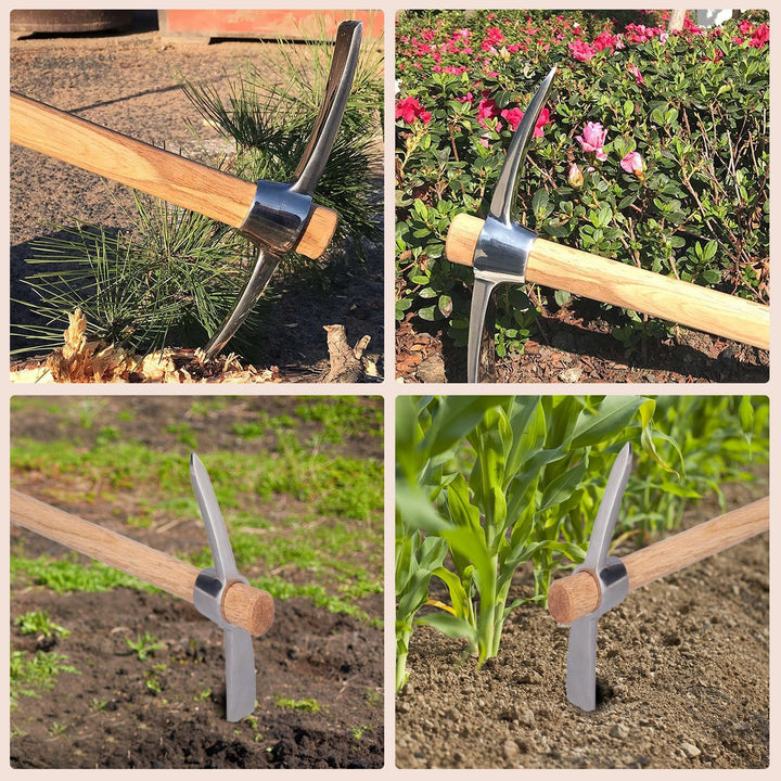 Tissting Spitzhacke mit Hartholzstiel, 40cm/15,74 Zoll Wiedehopfhacke Gartenhacke, Unkrauthacke, Han