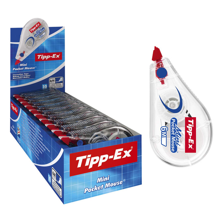 Tipp-Ex Korrekturroller Mini Pocket Mouse, 6m x 5mm, 10er Pack, Ideal für das Büro, das Home Office