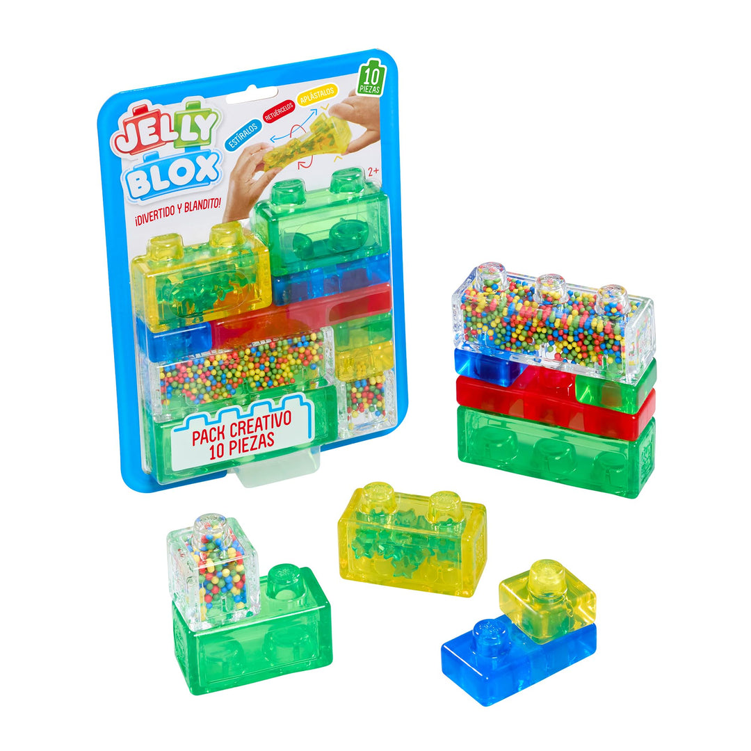 Bizak Jelly Blox Kreativ-Set, 10-teilig, sensorisches Baustein-Set mit weichen und bunten Bausteinen