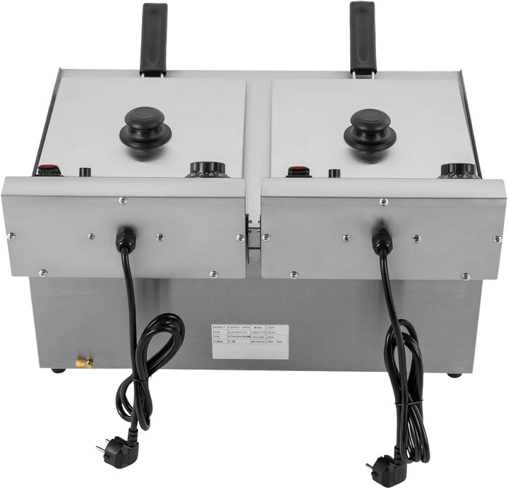 Öl-Fritteuse Gewerbliche Frittiermaschine Kommerzielle Doppelfritteuse 20L Edelstahl 6000W Fritöse T