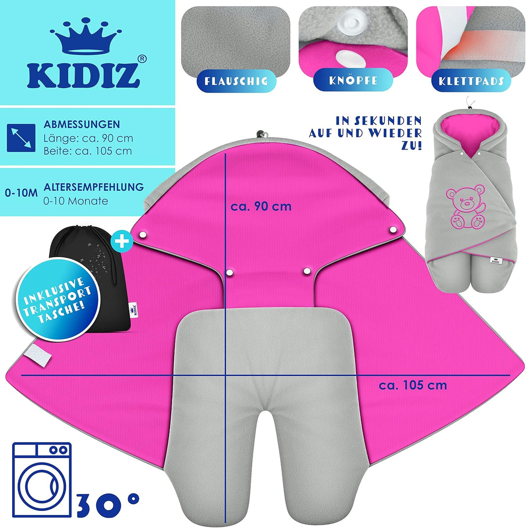 KIDIZ® Baby Einschlagdecke Babyschale Winter Herbst Babydecke mit Tasche Universal Fusssack kompatib