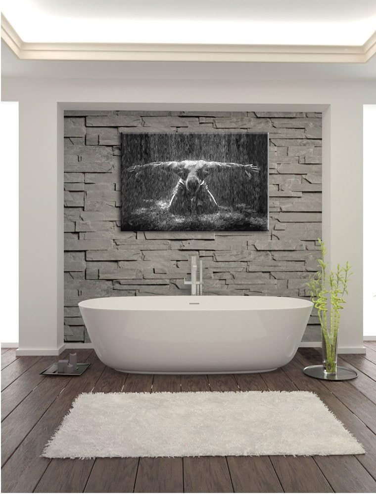 Pixxprint Bodybuilder im Regen Kunst als Leinwandbild/Grösse: 100x70 cm/Wandbild/Kunstdruck/fertig b