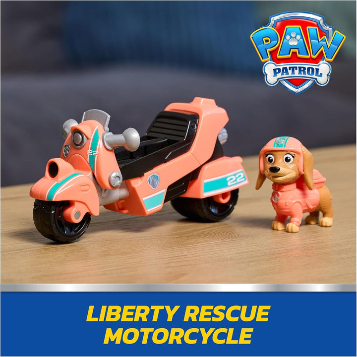PAW PATROL - Liberty’s Rettungs-Motorrad mit Spielfigur (Basis Fahrzeug), authentische Details, Spie