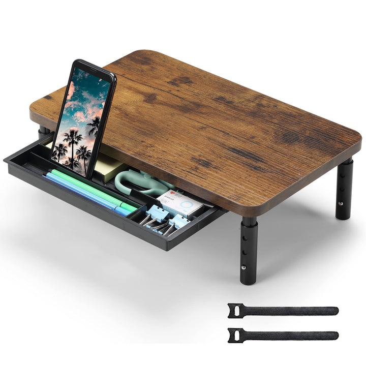 ETHU Monitorständer,3 Höhenverstellbarer (11, 13, 15 cm) Monitorständer mit Aufbewahrungsschublade,