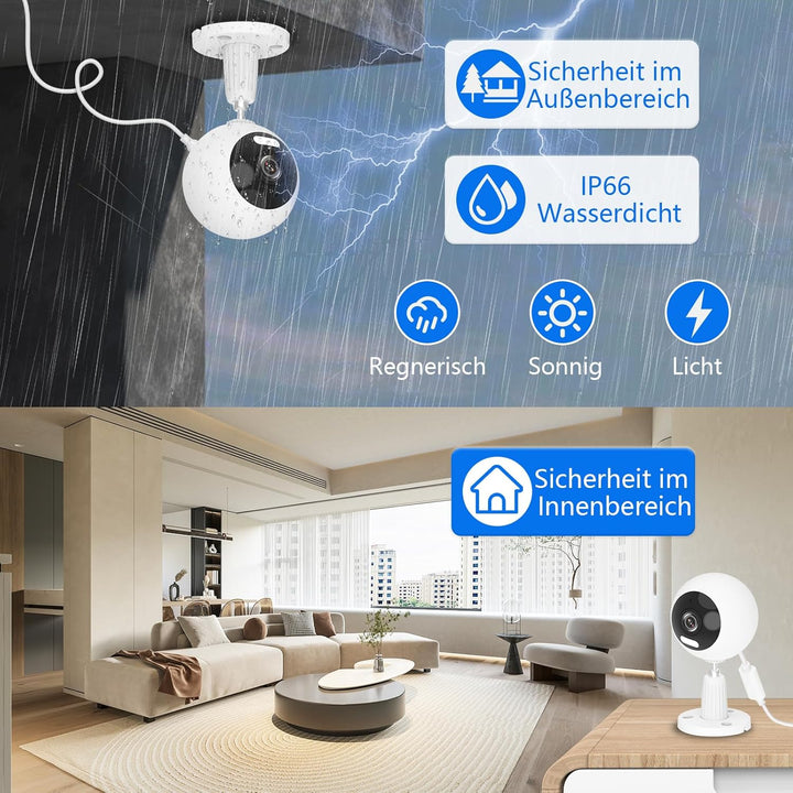 3MP 5G Überwachungskamera Aussen/Innen, Kamera Überwachung Aussen, WLAN Camera Indoor/Outdoor, Babyp