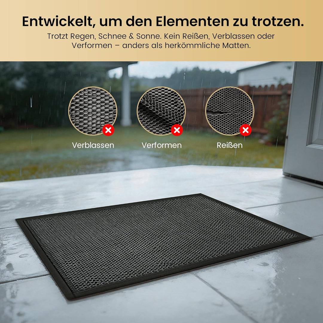 Fussmatte Aussen rutschfest 43.5x75cm, Abtreter Fussmatte Aussen wetterfest Schmutzfangmatte waschba