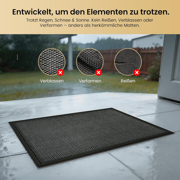Fussmatte Aussen rutschfest 43.5x75cm, Abtreter Fussmatte Aussen wetterfest Schmutzfangmatte waschba