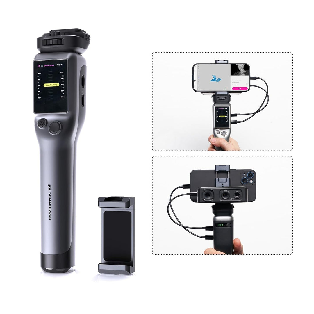 3DMakerpro Smart Grip Handgriff für 3D-Scanner – Tragbare Smartphone-Halterung für Mobiles Scannen u