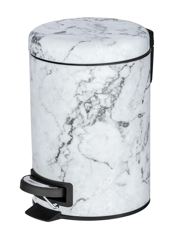 WENKO Treteimer Mod. Onyx 3 ltr matt aus bedrucktem Stahl mit Tretfunktion in Marmor-Optik Masse 17