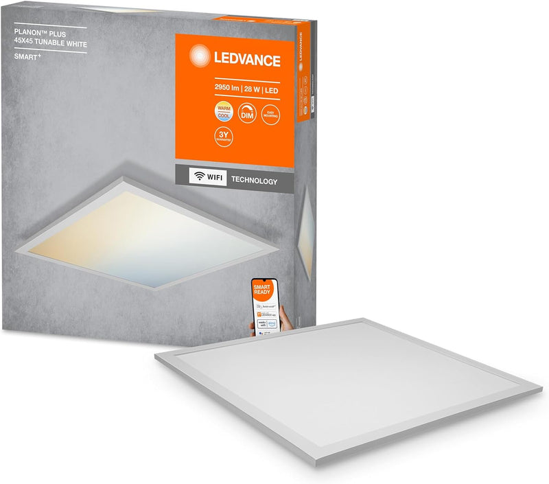 LEDVANCE Smarte LED Panel Leuchte mit WiFi Technologie für Innen, Lichtfarbe änderbar (3000-6500K),