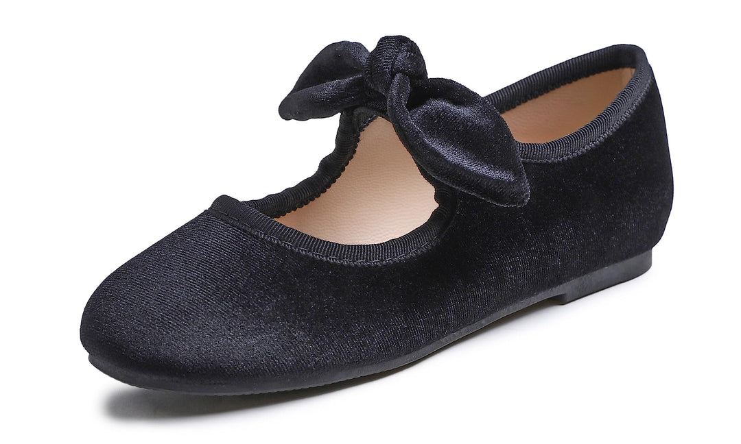 Feversole Girls Cute Dress, Mädchen süsses Kleid Mary Jane Schuhe weiche Party Urlaub Samt Ballerina