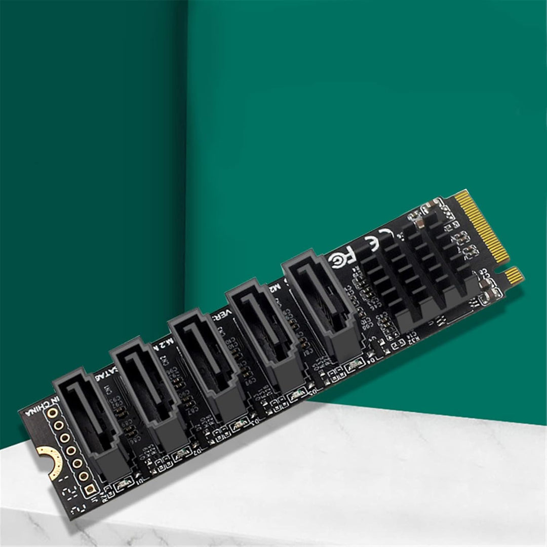 WANGCL NVME zu SATA Adapter M.2 zu SATA Konverter 5Port mit Aluminium Radiator Unterstützung PM Funk