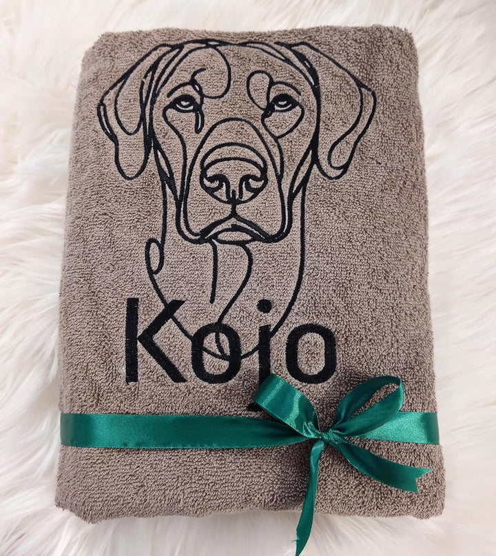 Hundehandtuch Portrait Rasse und Namen Bestickt Geschenk Hundebesitzer Welpenhandtuch Handtuch Hund