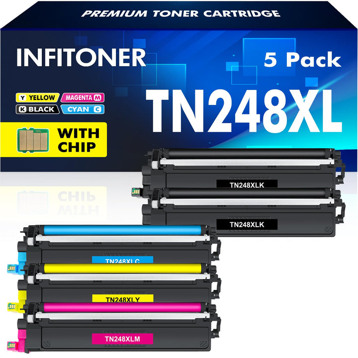 TN248XL TN248 MFC-L3760CDW Toner: 5-Pack Kompatible für Brother MFC-L3740CDW TN-248XL TN-248 DCP-L35