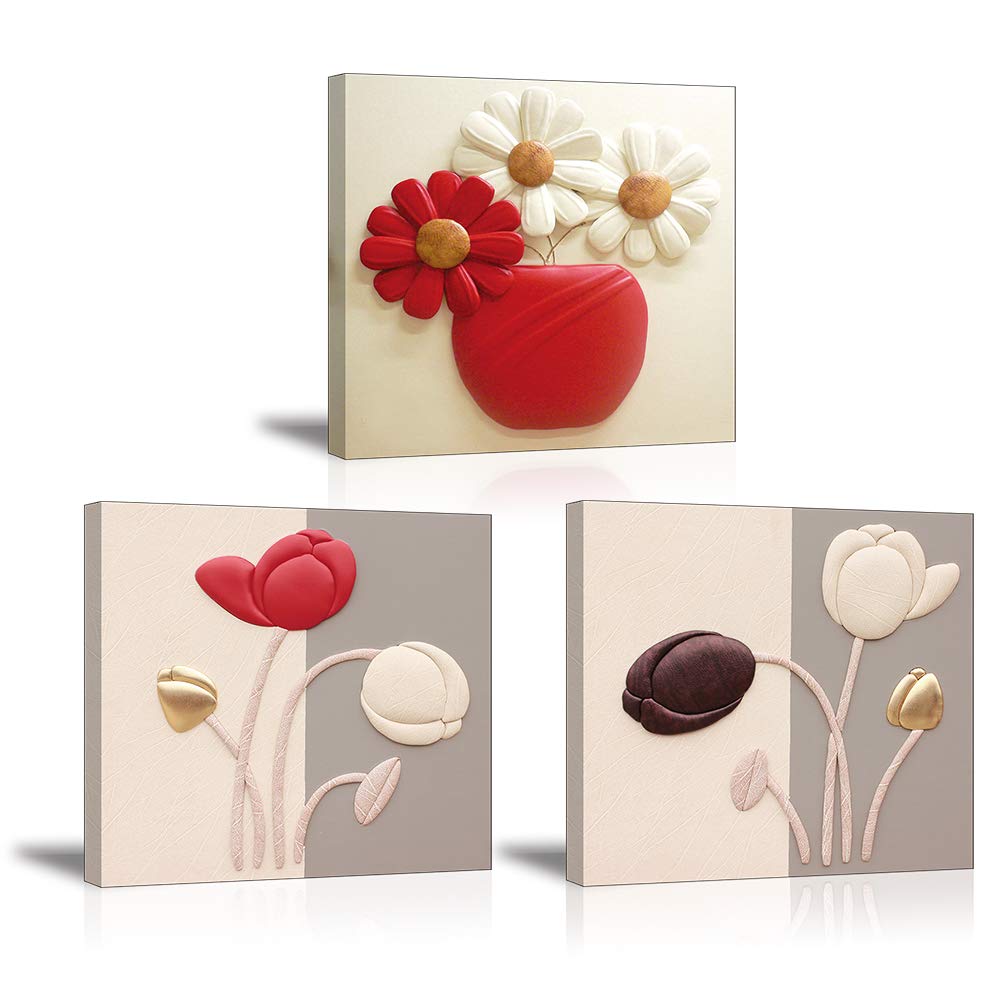 Piy Painting Kunstdruck auf Leinwand, elegante Tulpen, Gemälde, Gänseblümchen, repräsentiert reine L