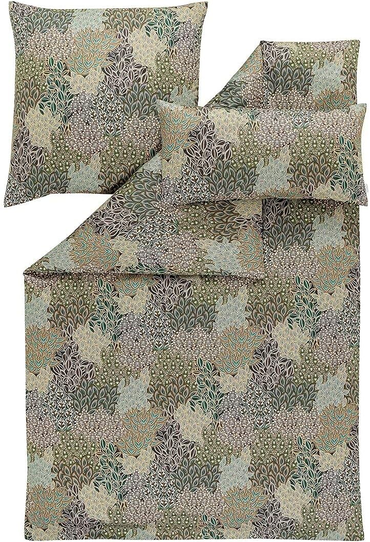 ESTELLA Bettwäsche Lago | Oliv | 155x220 + 80x80 + 40x80 cm | Mako-Satin mit seidigem Glanz | trockn