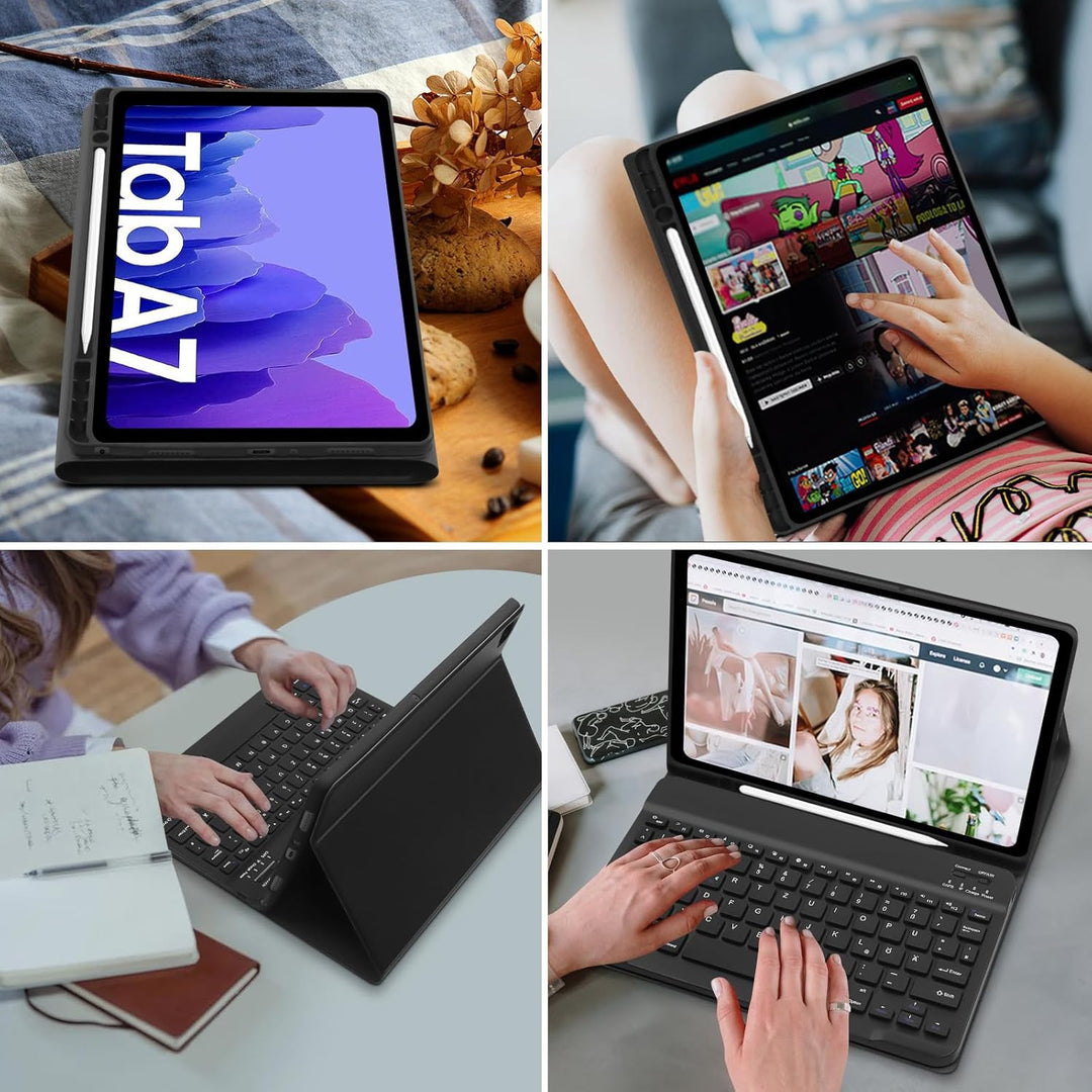 Lielax Tastatur Hülle für Samsung Galaxy Tab A7 10.4 Zoll 2022/2020(QWERTZ Layout), Magnetisch Abneh