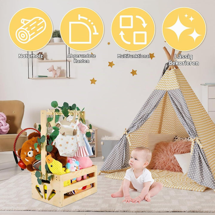 Alitree Babyparty Geschenk, Babyparty Geschenk mit Holz, Baby Aufbewahrungskorb Griff, Personalisier