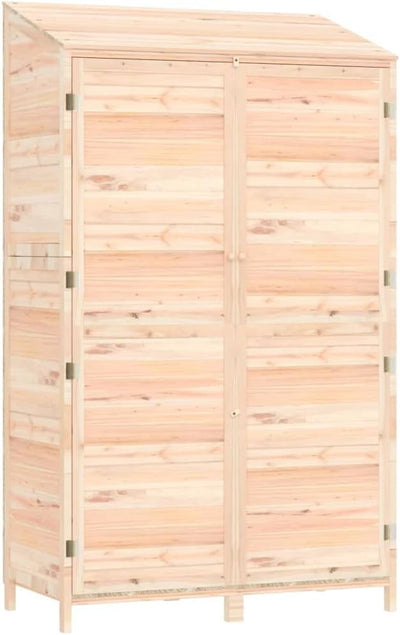 YEZIYIYFOB 102x52x174,5 cm Geräteschuppen Massivholz Tanne Gartenschrank Gartenhaus Holz Gartenschra