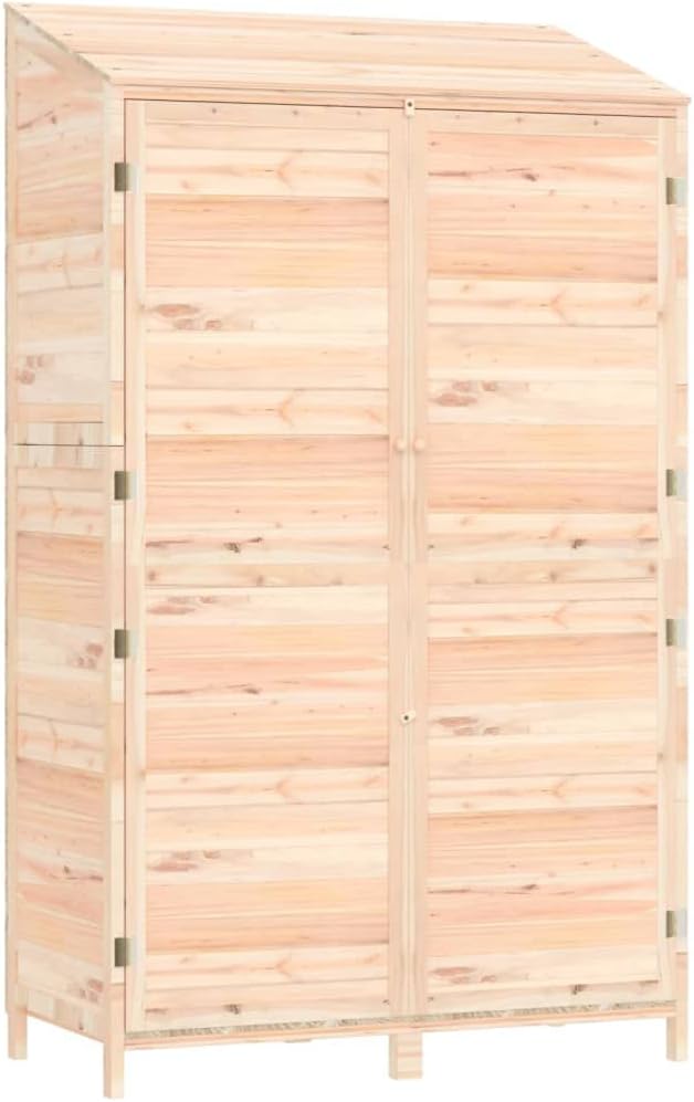 YEZIYIYFOB 102x52x174,5 cm Geräteschuppen Massivholz Tanne Gartenschrank Gartenhaus Holz Gartenschra