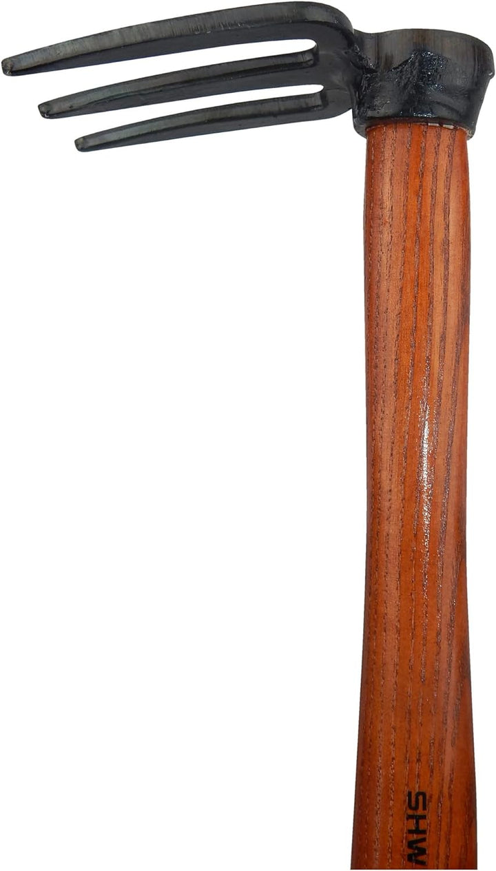 Rex Set Häckchen 3 Zinken + Doppelhacke Breitblatt, Herzblatt - Geschmiedet - mit Stiel 40 cm