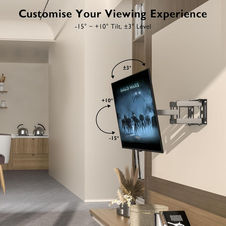 BONTEC TV Wandhalterung Schwenkbare Neigbare TV Halterung Vollbewegung für 23-70 Zoll Flach & Curved