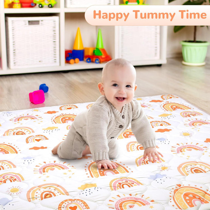 Spielmatte Baby 127×127cm mit Rutschfest, Extra Dicke 2cm Weiche Krabbelmatte Baby, Faltbar Krabbeld