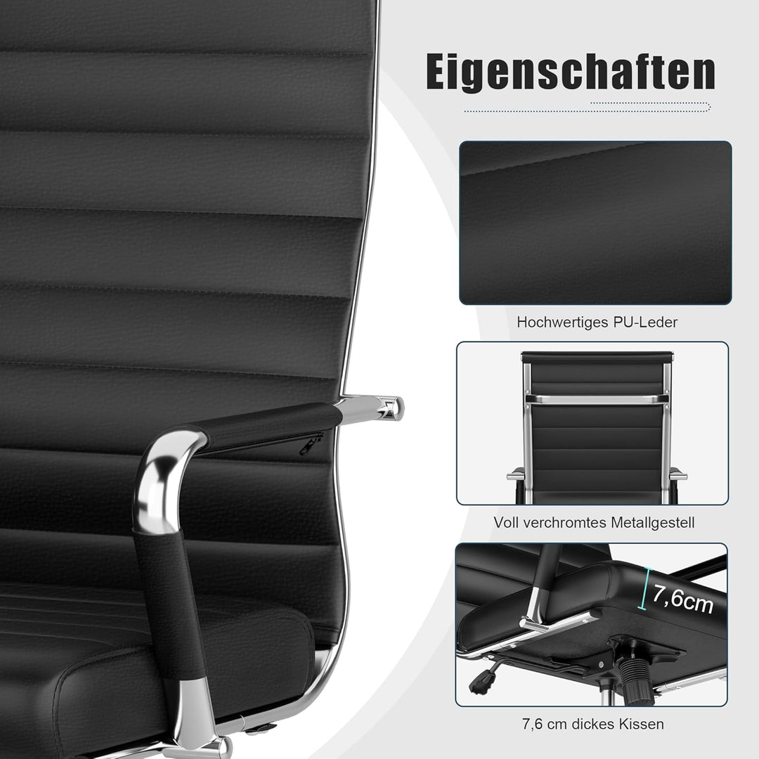 UEV Bürostuhl Ergonomisch Wippfunktion bis 150 kg belastbar Schreibtischstuhl mit Armlehne Drehstuhl