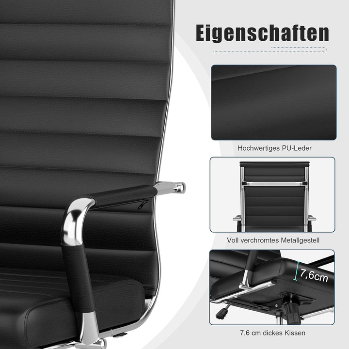 UEV Bürostuhl Ergonomisch Wippfunktion bis 150 kg belastbar Schreibtischstuhl mit Armlehne Drehstuhl