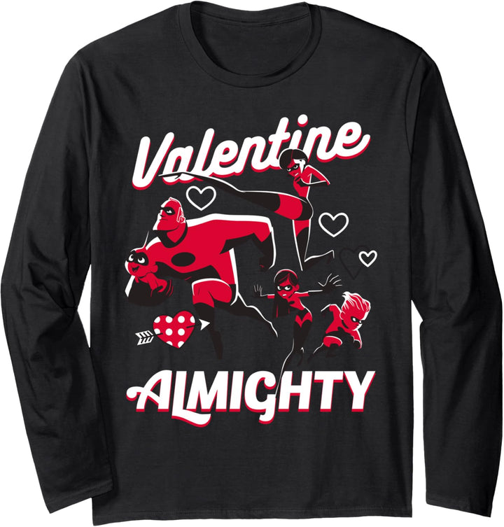 Disney Pixar Incredibles Family Valentine Poster Langarmshirt
