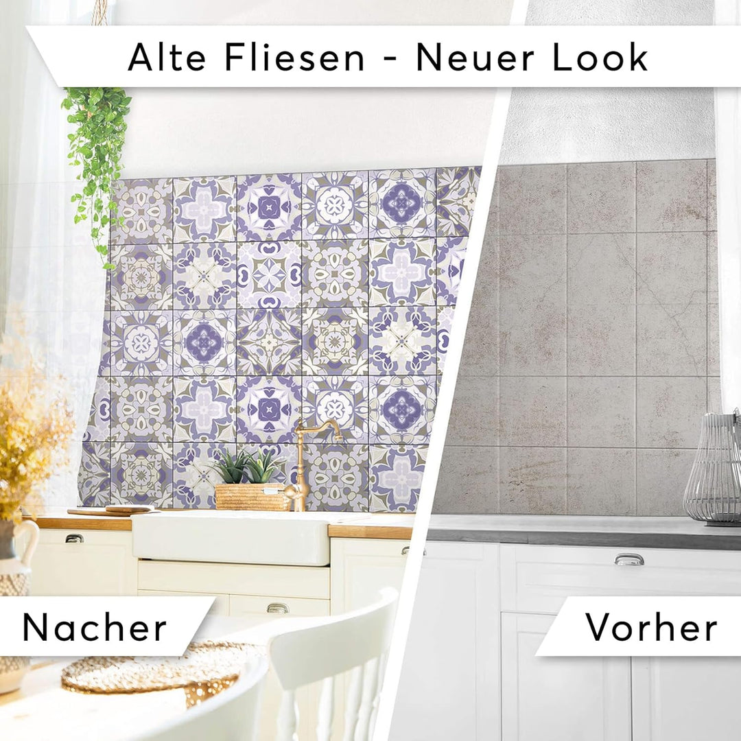 30 Stück Klebefliesen Folie 20x20 cm für Bad und Küche - Fliesenfolie, Fliesenfaufkleber - Sticker F