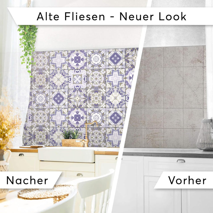 30 Stück Klebefliesen Folie 20x20 cm für Bad und Küche - Fliesenfolie, Fliesenfaufkleber - Sticker F