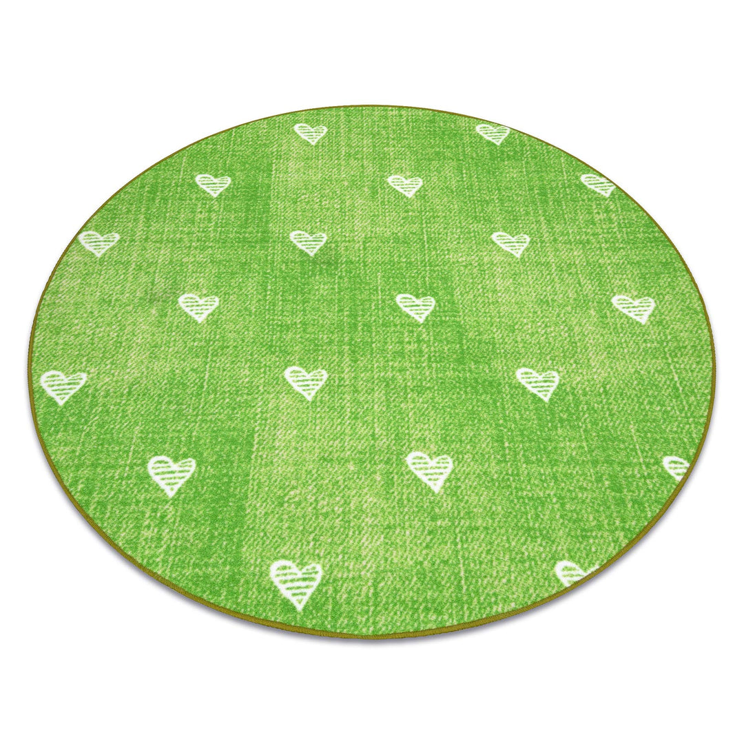 rugsx Teppich für Kinder Hearts Jeans, Vintage Herzen - grün Kreis 100 cm HEARTS grün kreis 100 cm,